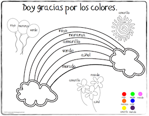 Spanish thanksgiving vocabulary coloring pages