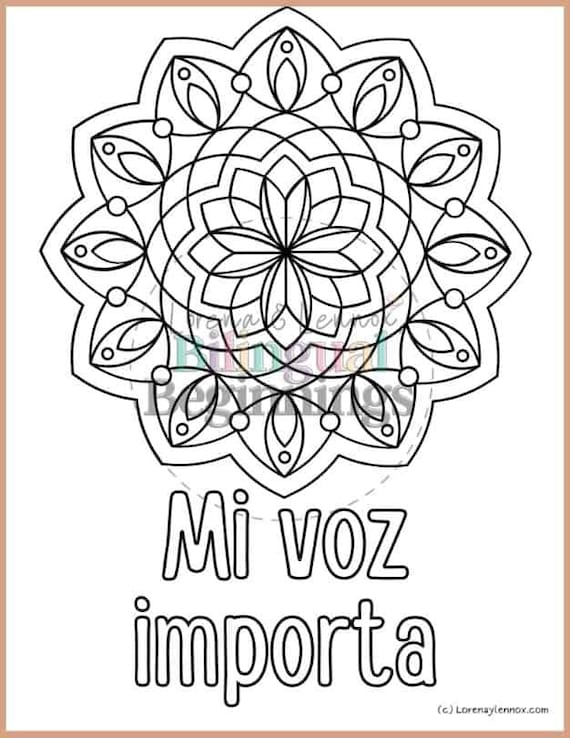 Positive affirmations coloring pages for kids in spanish