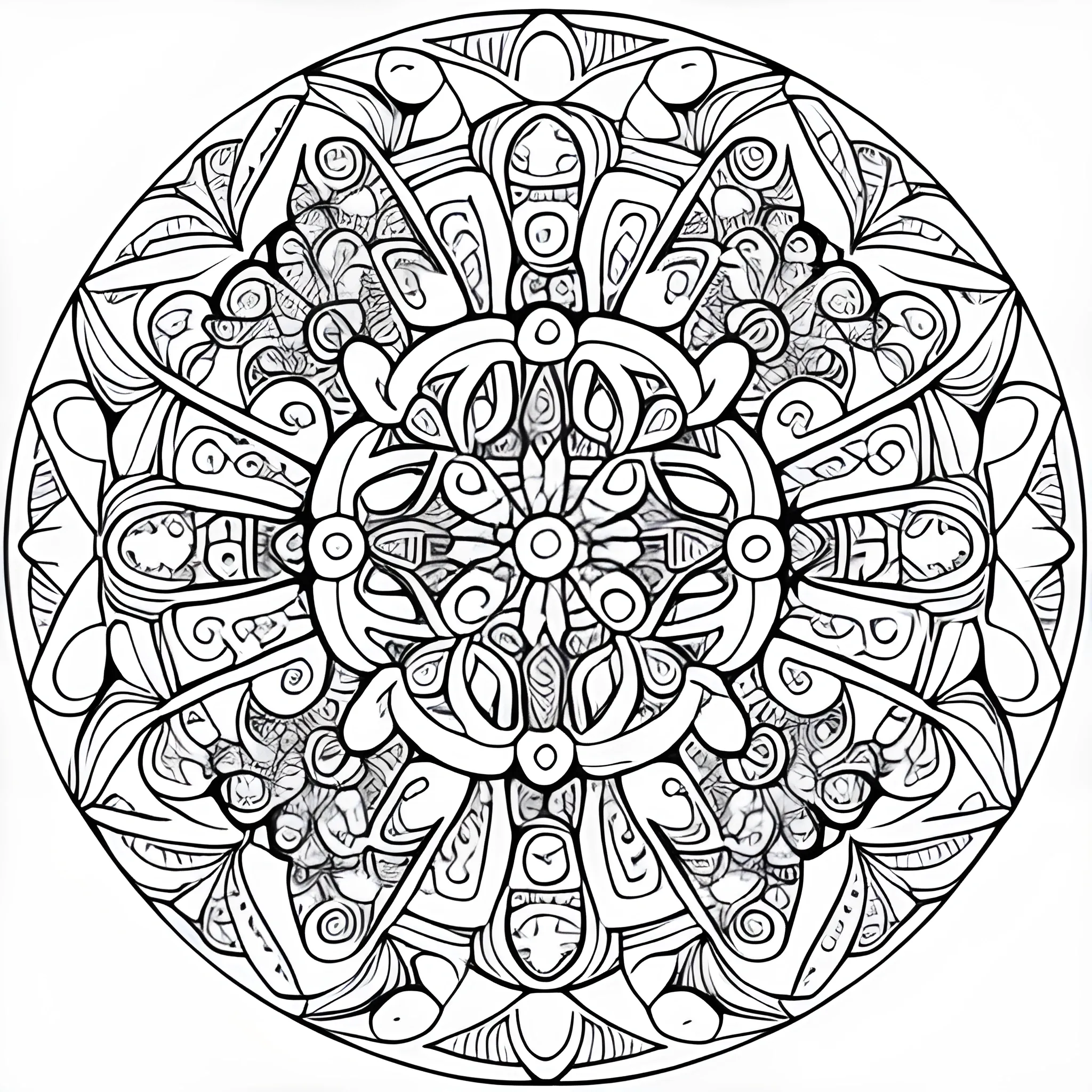 Coloring book page detled mandala spanish design of fantasy