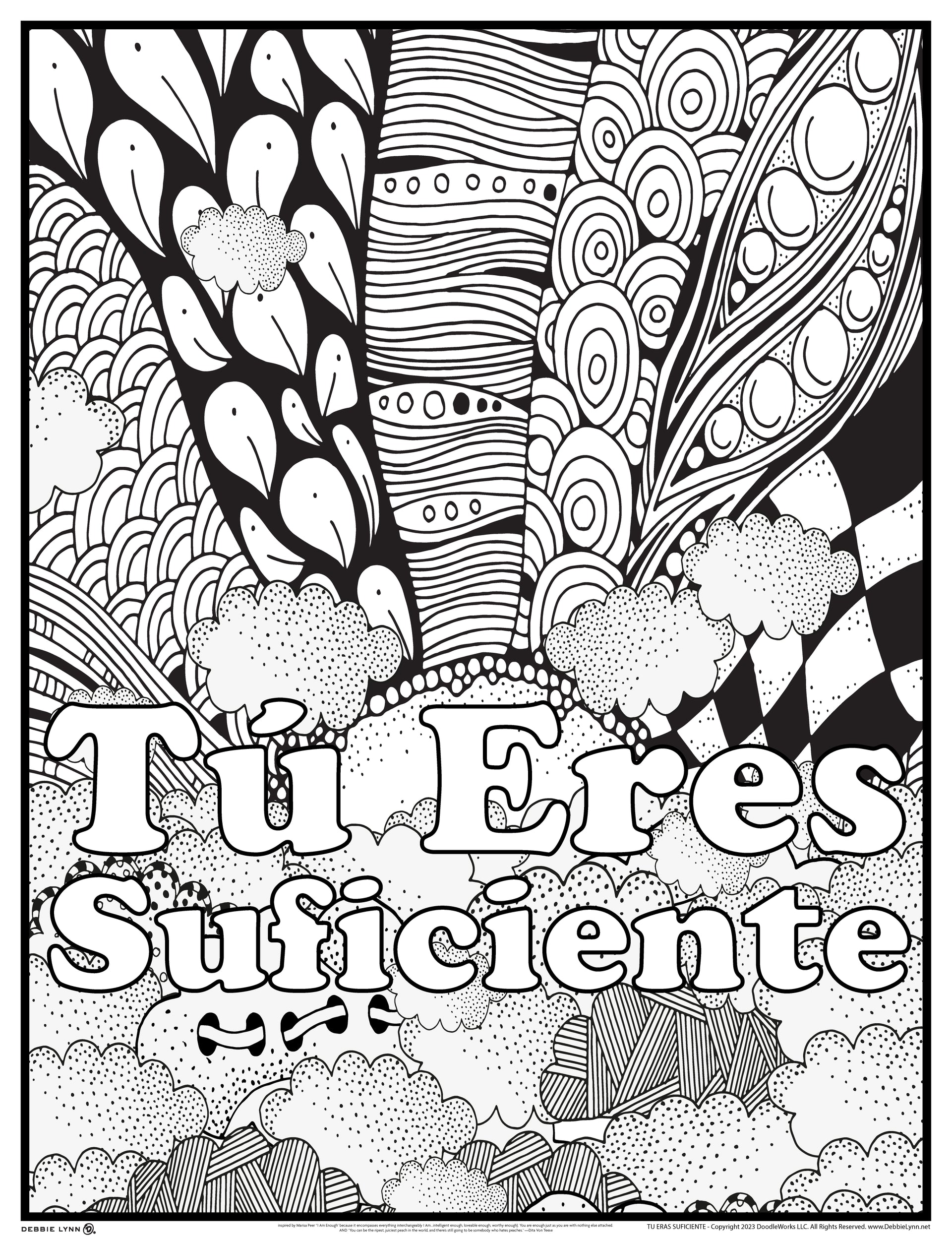 Tãº eres suficiente personalized giant coloring poster x â debbie lynn