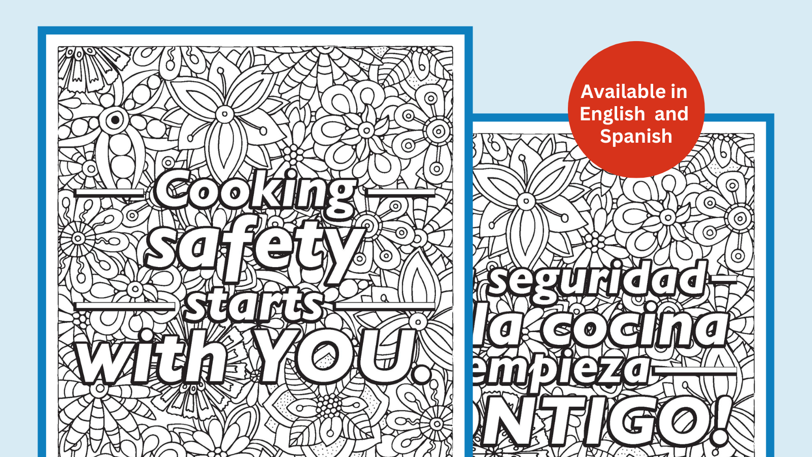 Mindful coloring page cooking safety english and spanish sparky school house