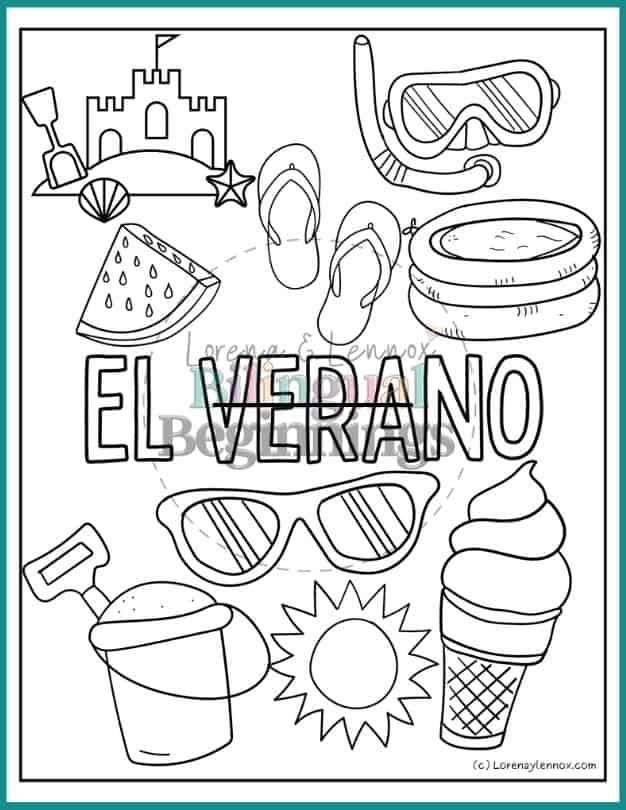 Summer coloring pages in spanish for kids free printables