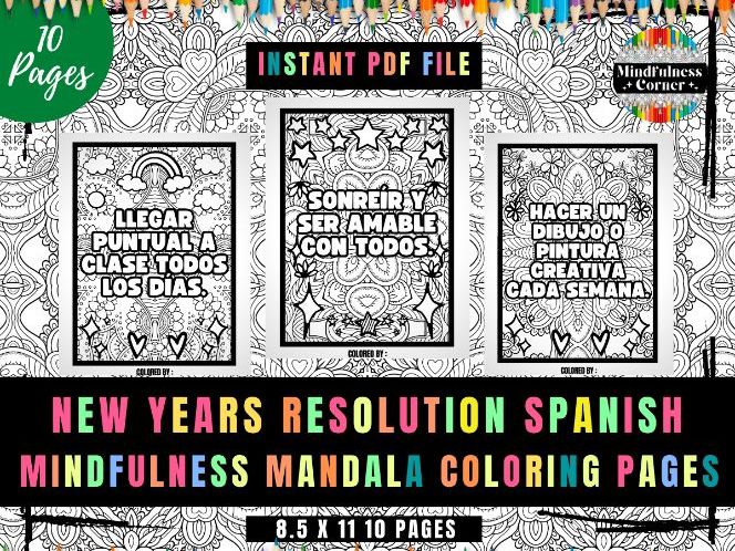 New years resolutions spanish activities goals setting sel coloring for kids teaching resources