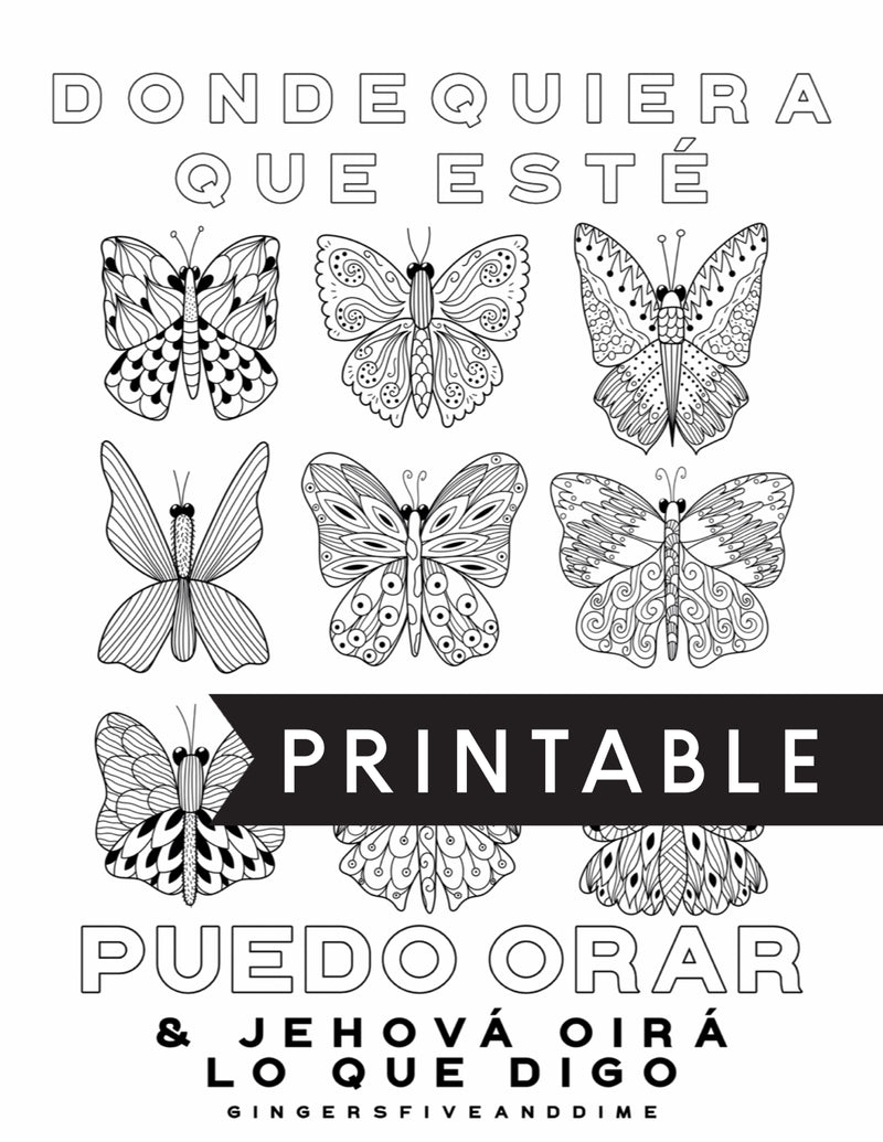 Spanish anytime anywhere i can pray butterfly kids coloring page â gingers five and dime