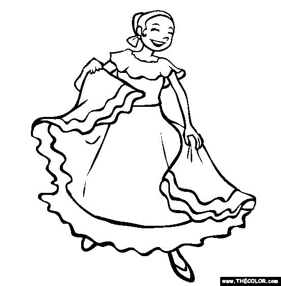 Spanish dancing exican dance online coloring page