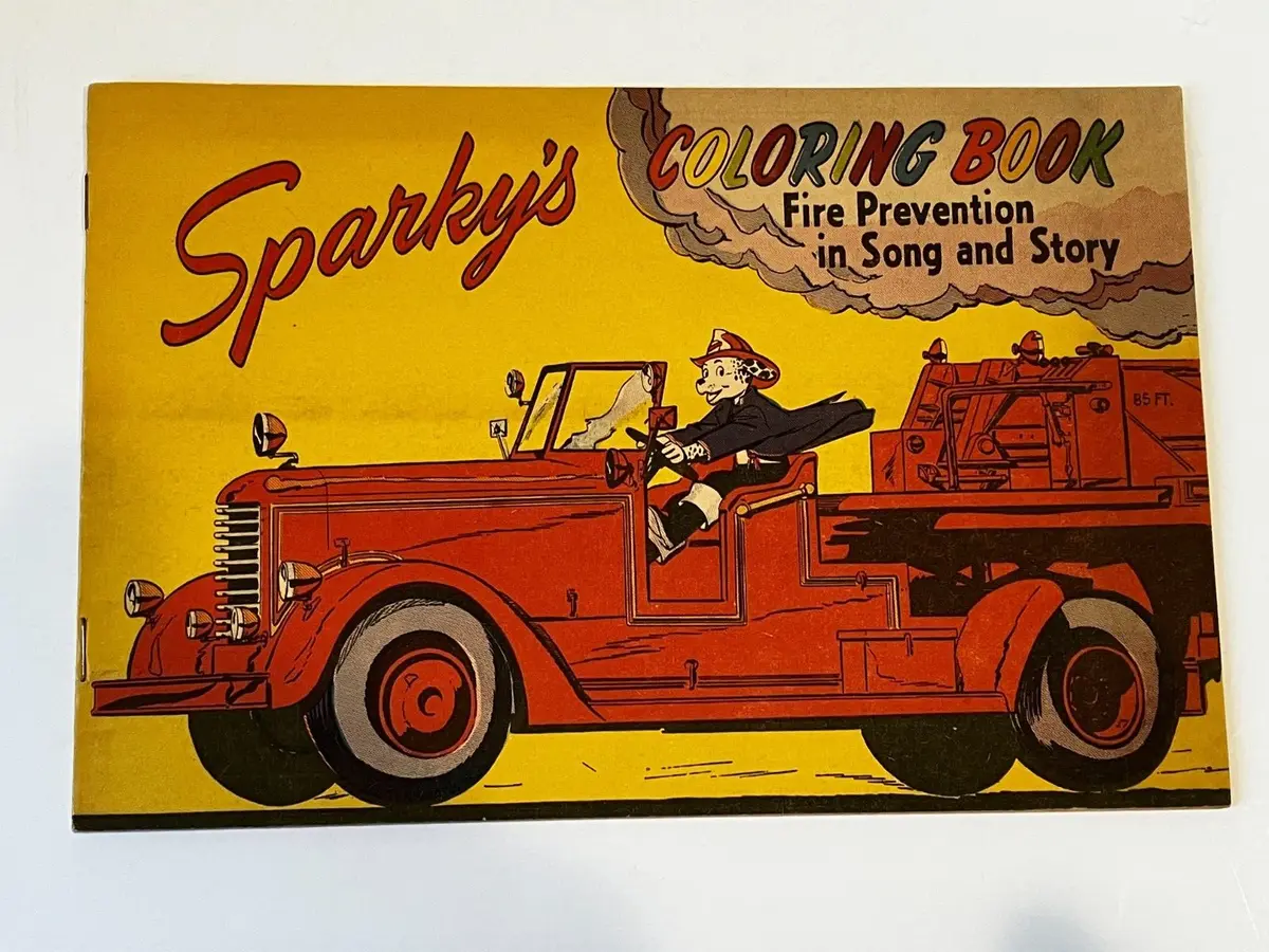 Vintage sparky the fire dog coloring book