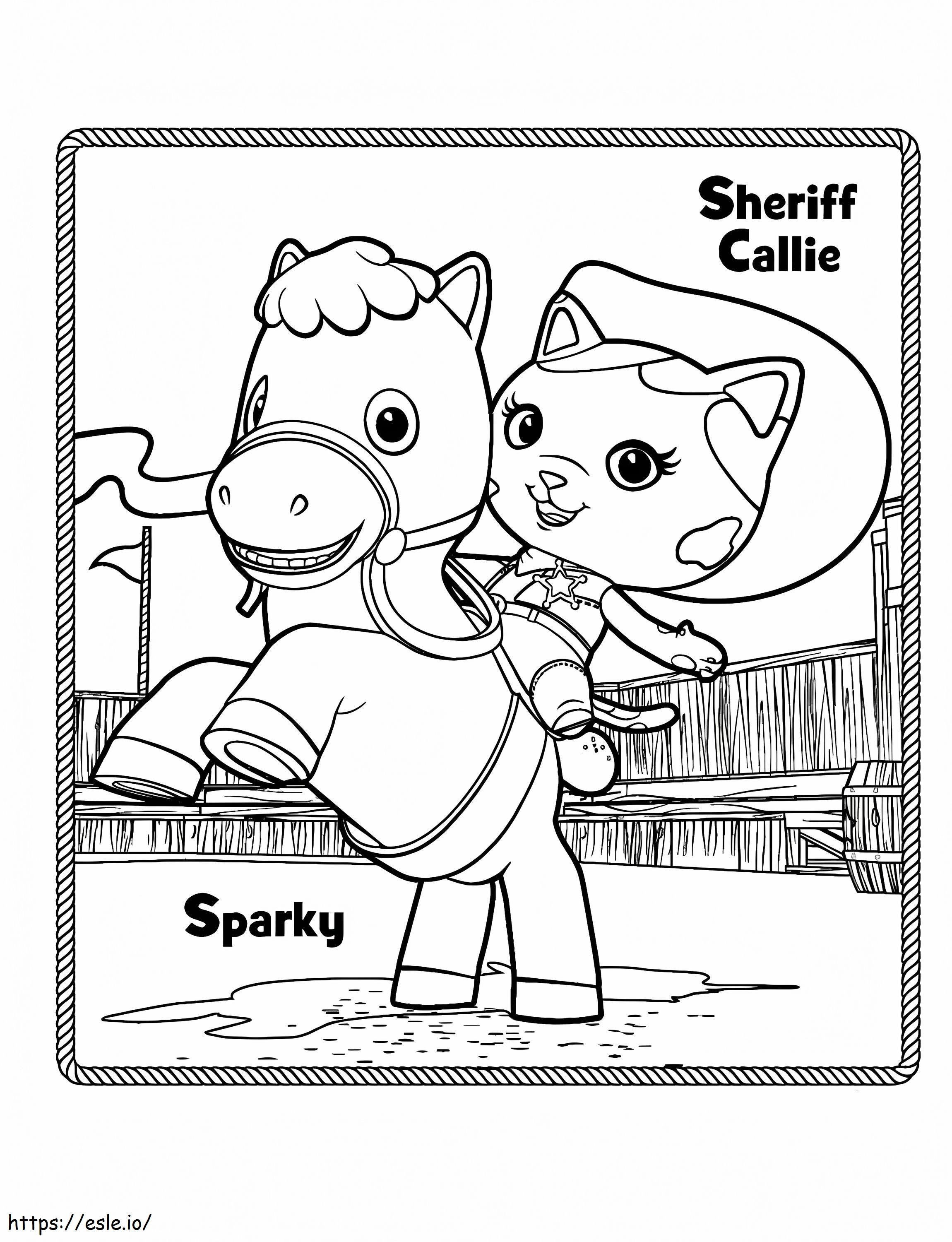 Sparky and sheriff callie coloring page