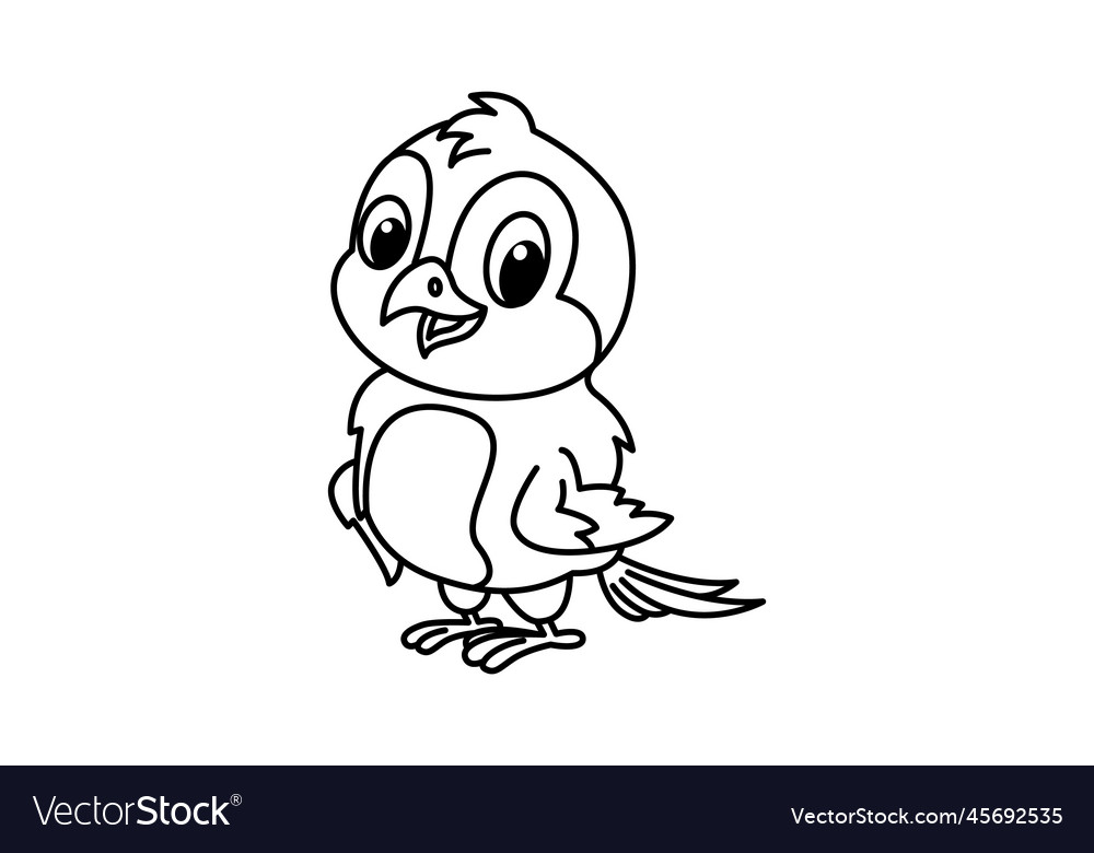 Cute sparrow cartoon coloring page royalty free vector image