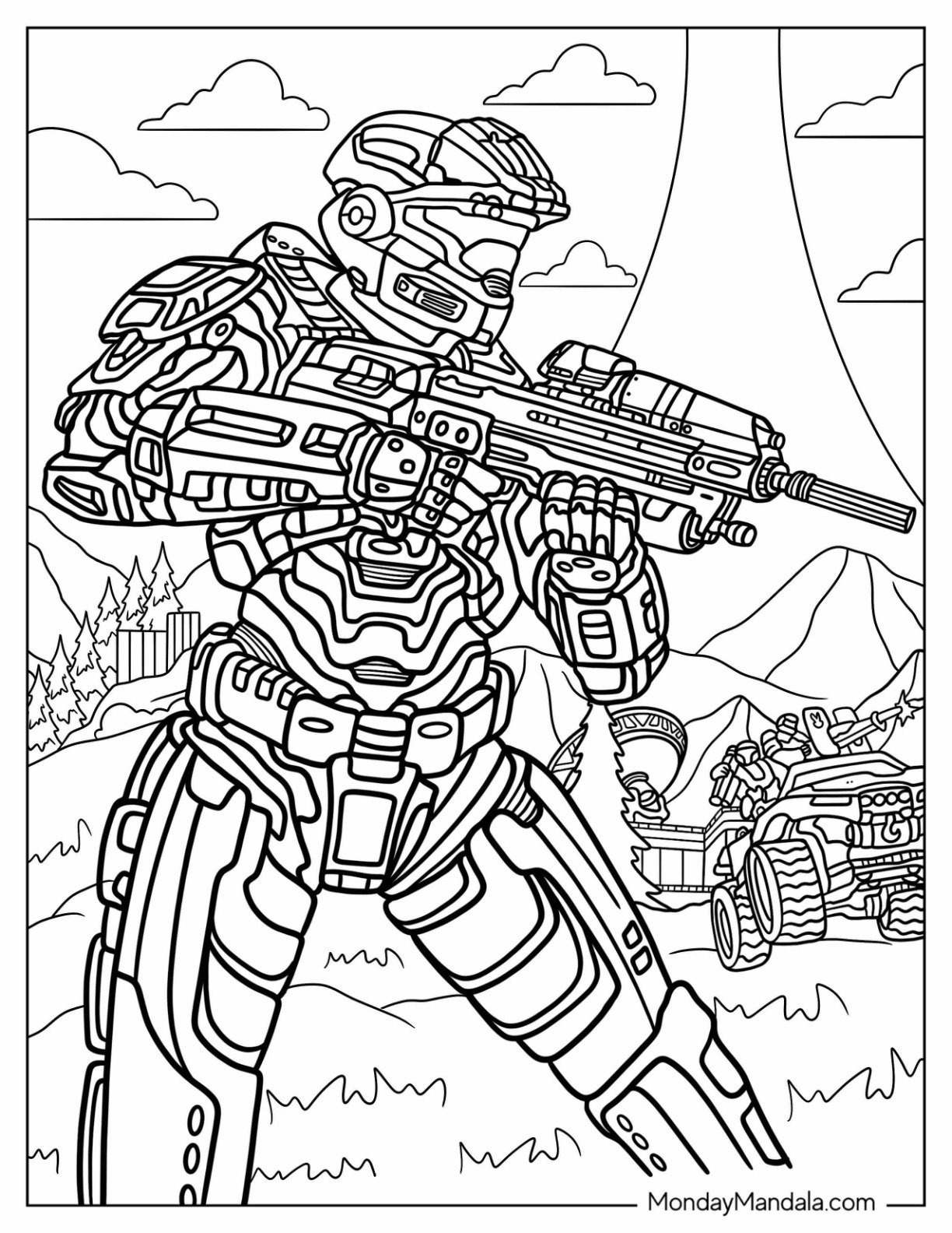 Halo coloring pages free pdf printables