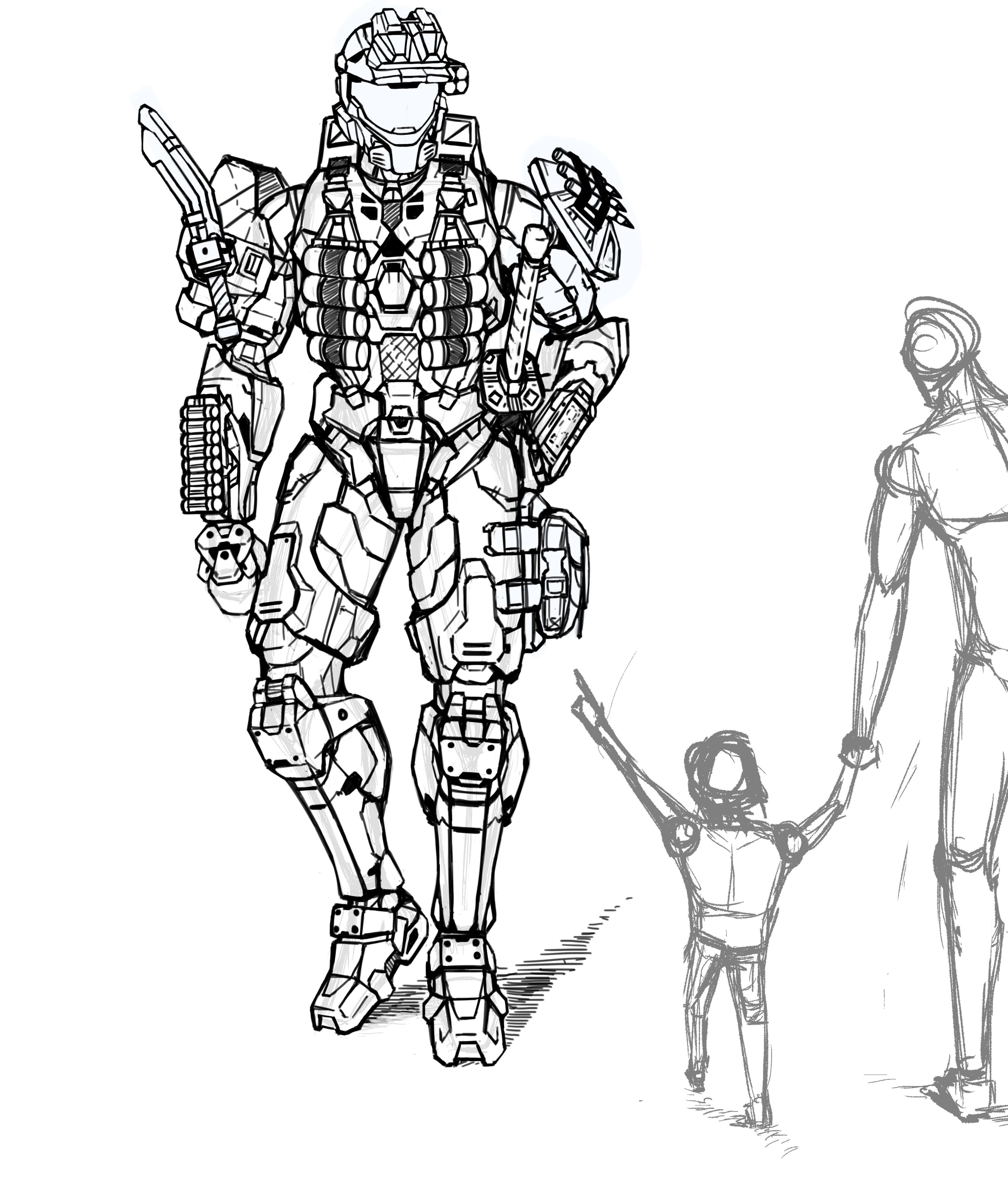 Currently drawing my spartan walking by civilians i got so hyped by the infinite season trailer d wip rhalo