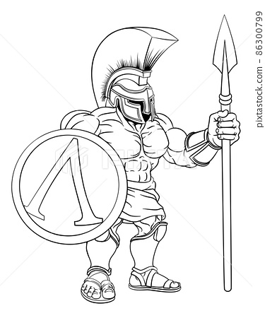 Spartan warrior roman gladiator or trojan cartoon