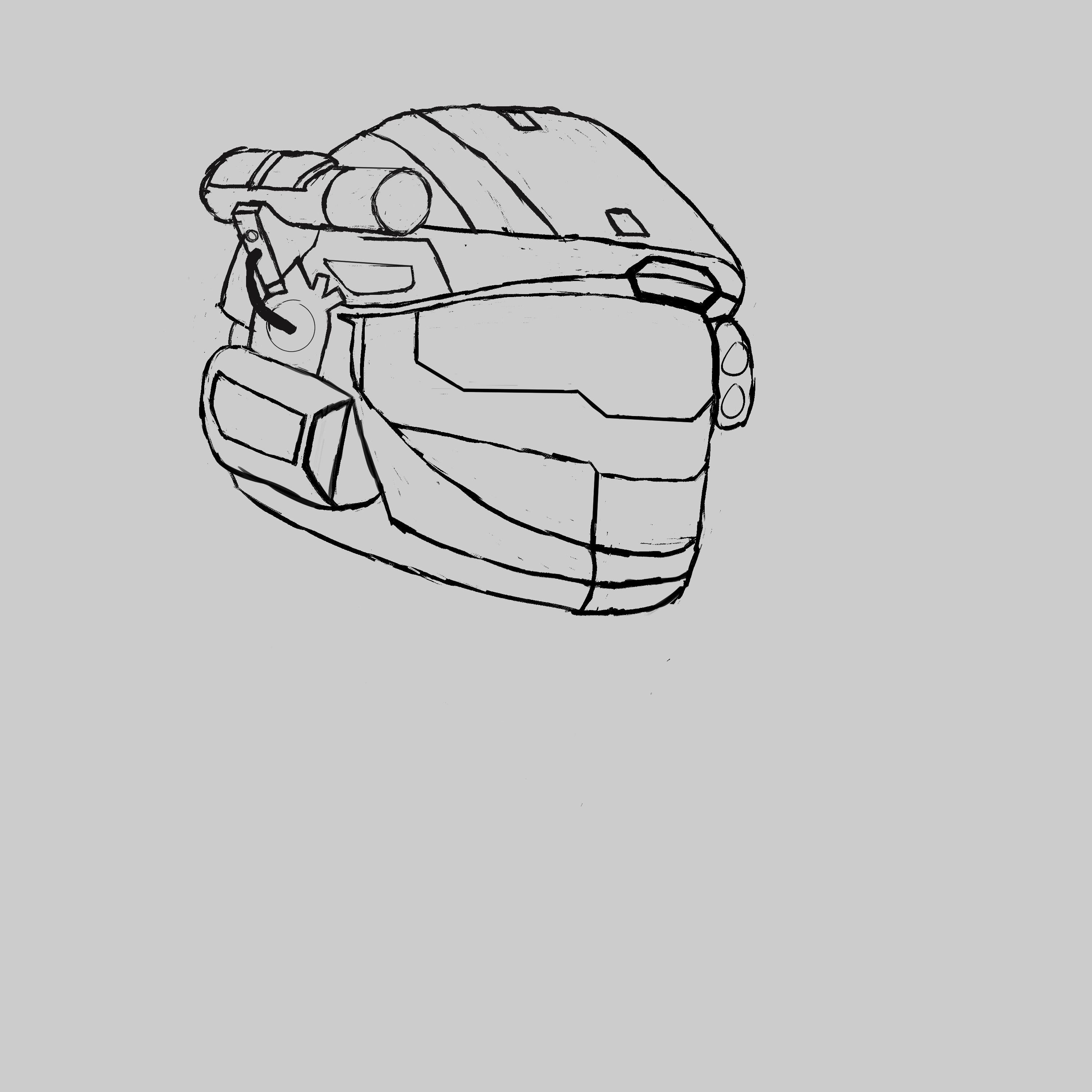 Wip of drawing my own version of noble six my custom reach spartan theres so many damn little intricate lines in this helmet rhalo