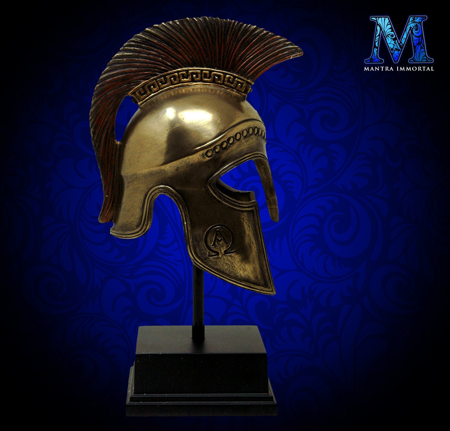 Mini spartan helmet helmet with optional text and logo engraving â mantra immortal immortalize your gifts