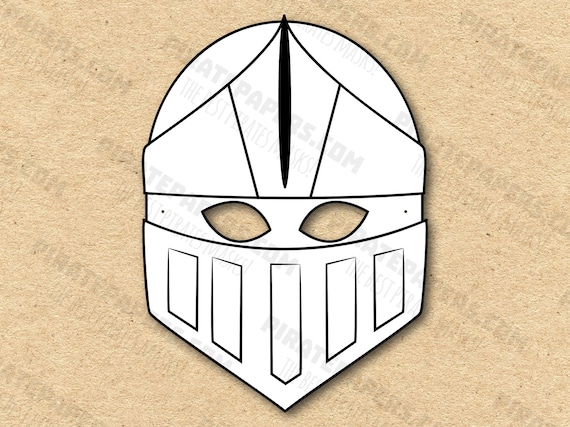 Knight mask printable coloring paper diy for kids and adults pdf template instant download for birthdays halloween party costumes instant download