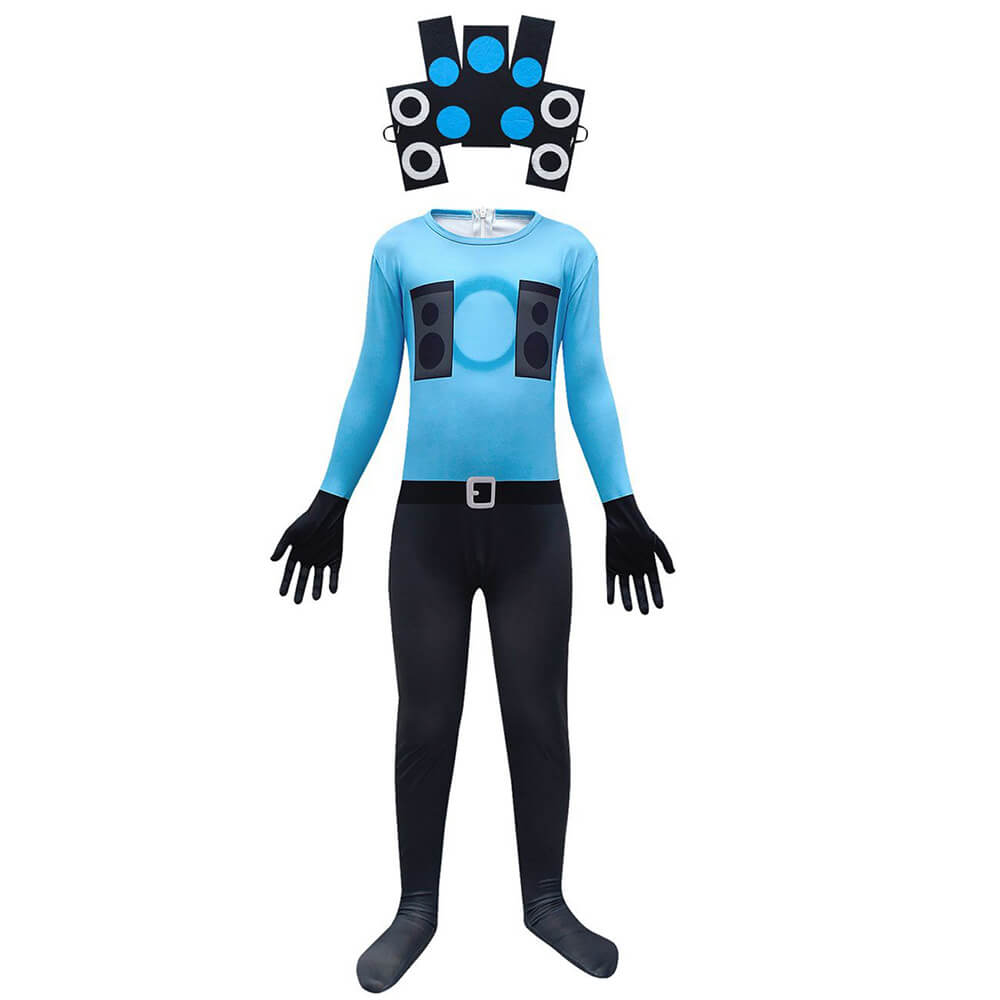 Kids blue titan speaker man skibidi fancy toilet halloween costume â