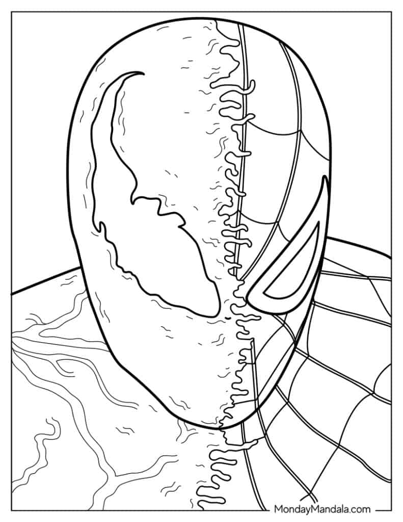 Venom coloring pages free pdf printables