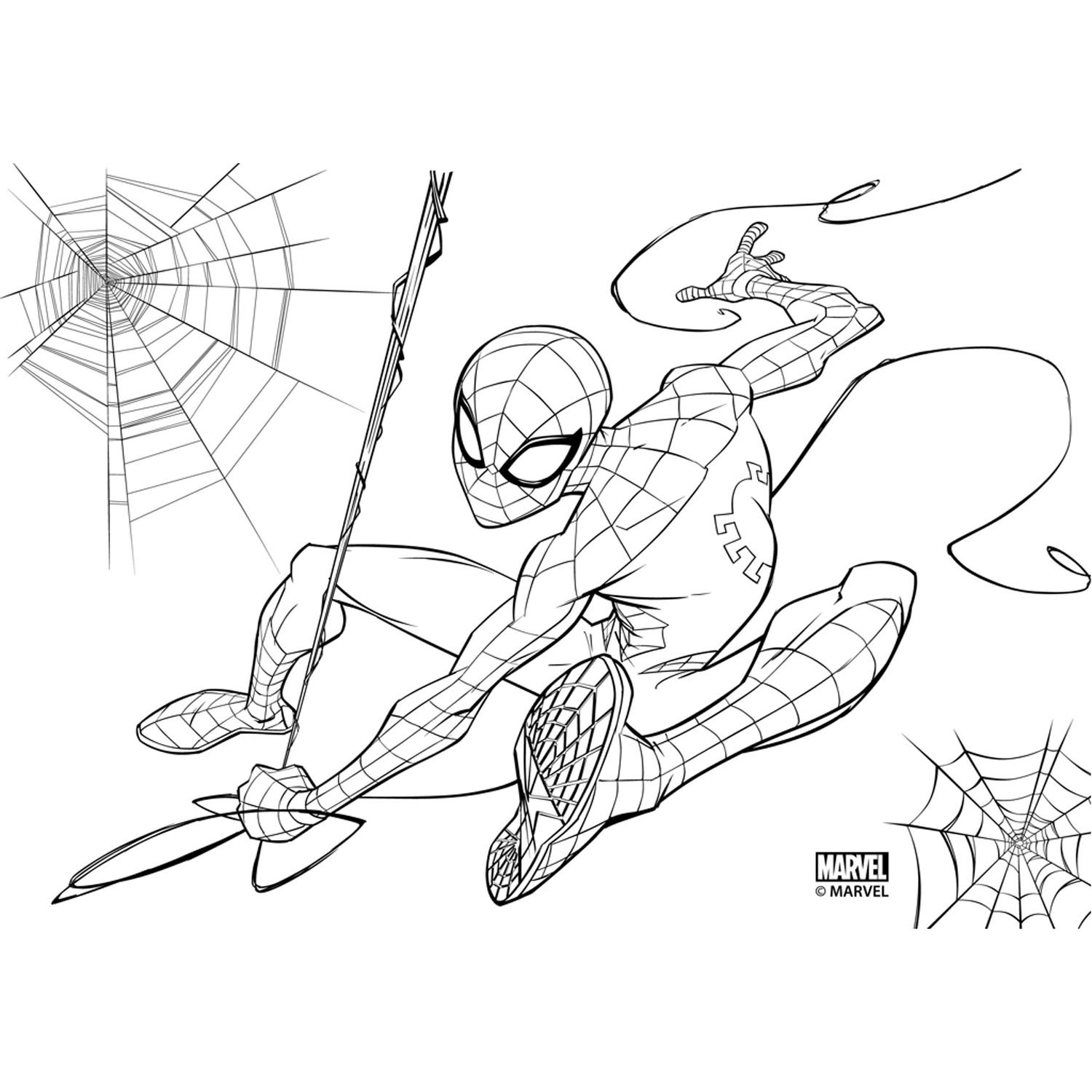 Spiderman coloring pages with stencil and sticker sheet thimble toys