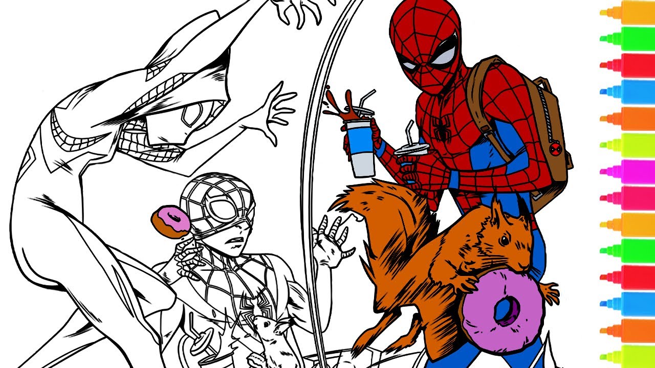 Spiderman coloring pages peter parker miles morales spider