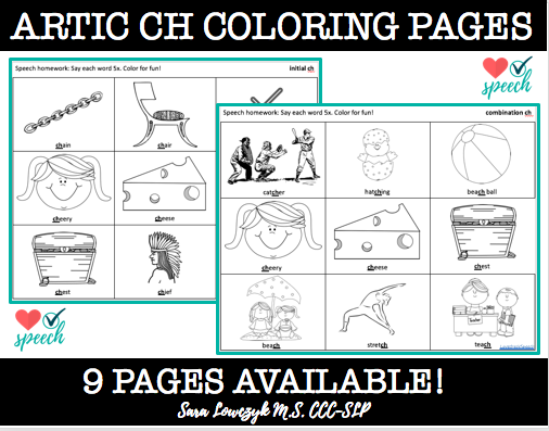 Articulation ch coloring sheets all positions