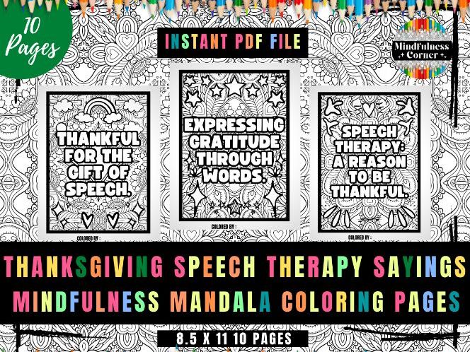 Speech therapy thanksgiving craft activities thankful sayings coloring teaching resources