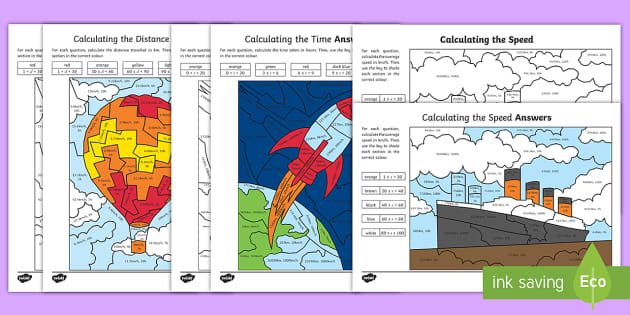 Time distance and speed color by number teacher