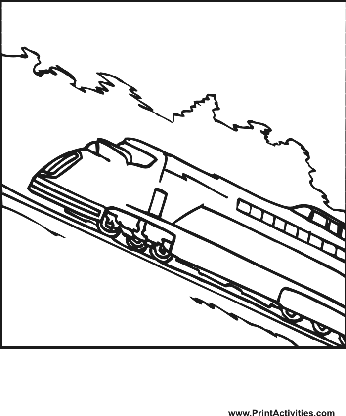 Train coloring page high speed train