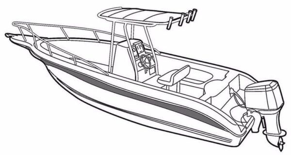 Motor boat with motor coloring page