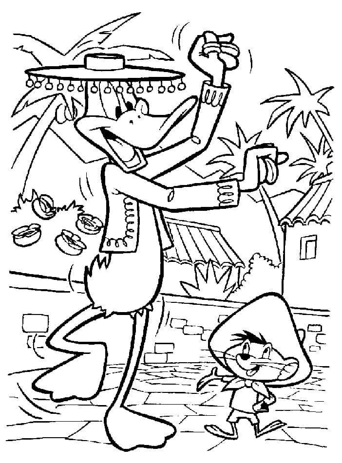 Daffy duck and speedy gonzales coloring page