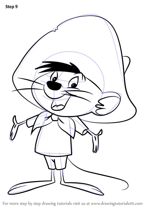 Step by step how to draw speedy gonzales from animaniacs drawingtutorials cartoon character tattoos drawing cartoon characters old cartoon characters