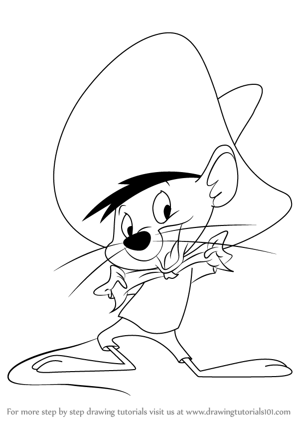 Step by step how to draw speedy gonzales from looney tunes drawingtutorials easy disney drawings cartoon character tattoos looney tunes