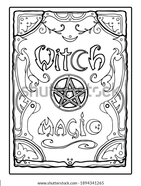 Black white witch magic spell book stock vector royalty free