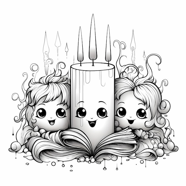 Premium ai image whimsical spell book adventures simple coloring page for children with silly