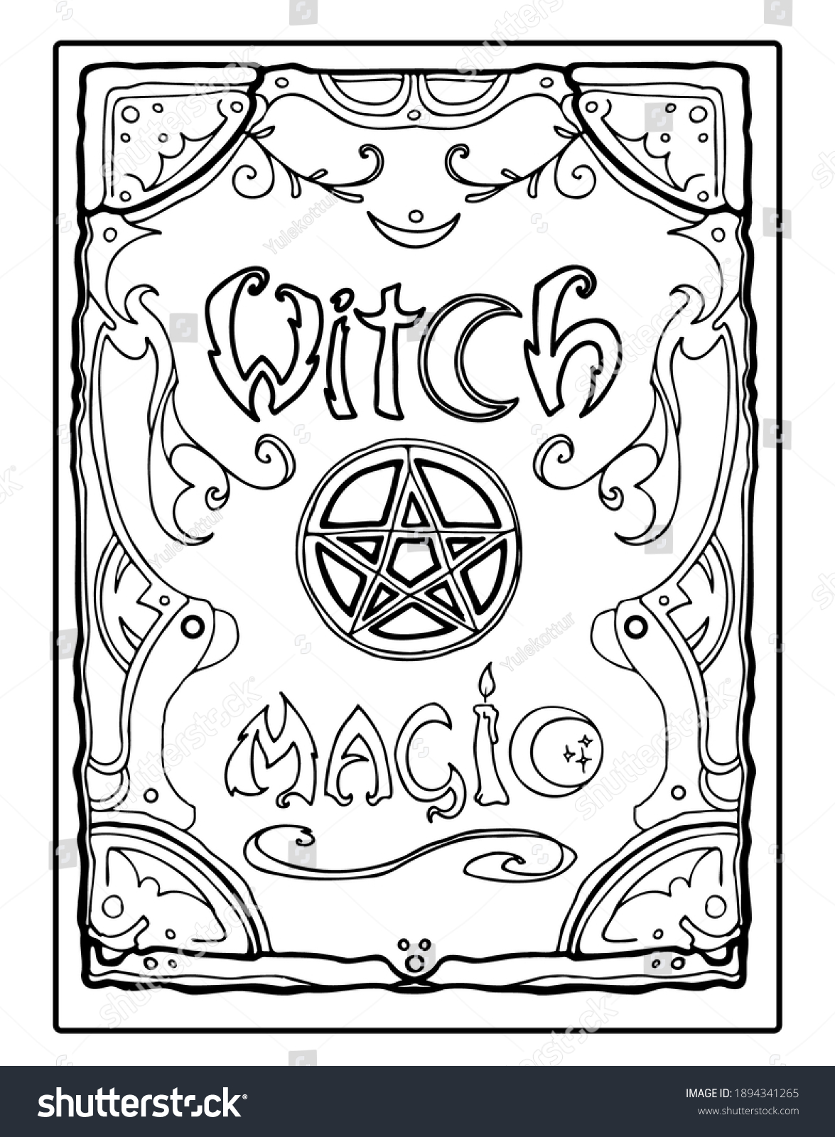 Black white witch magic spell book stock vector royalty free