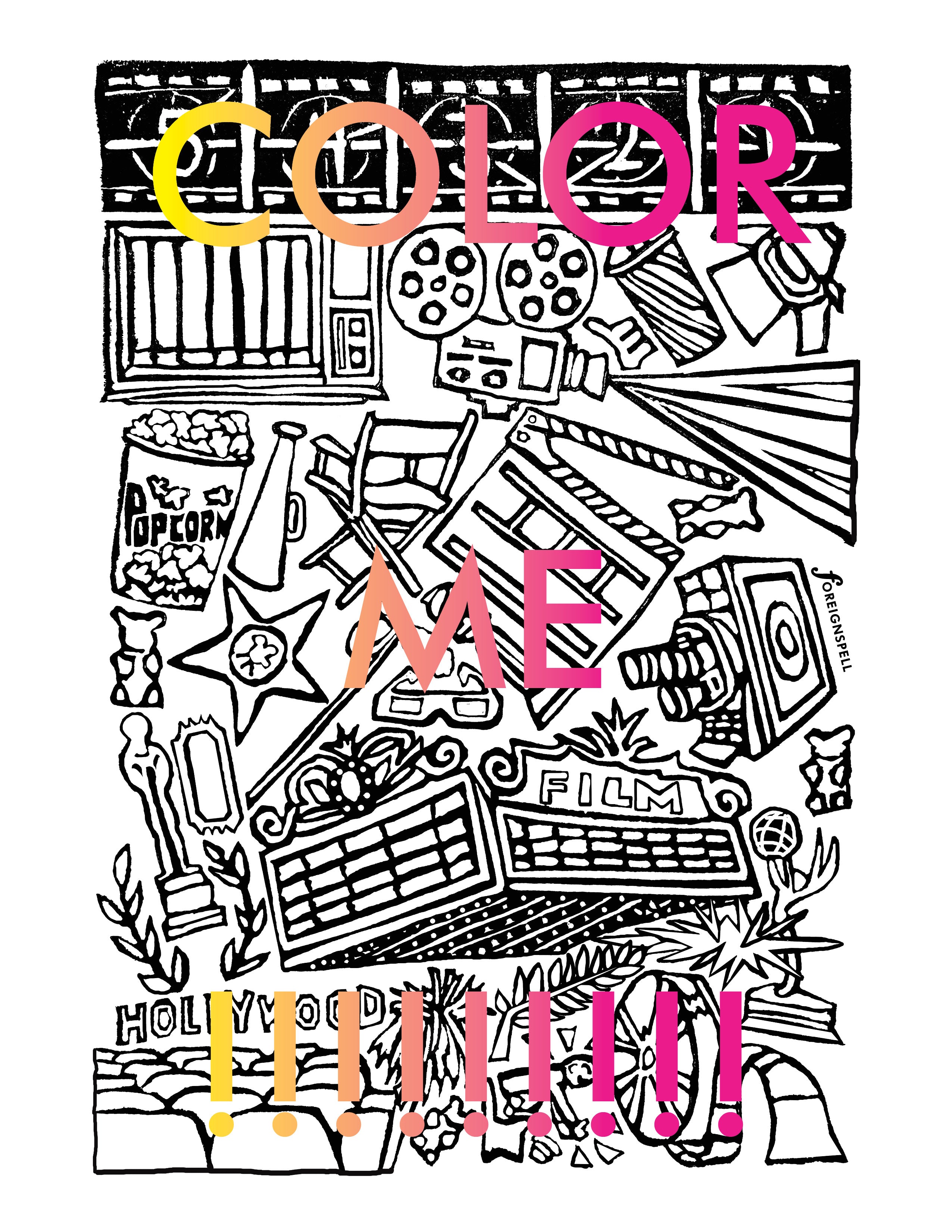 Movie time coloring page digital download â