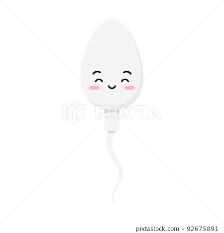 Cute sperm semen cell character emoji with face