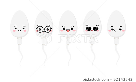 Cute sperm cell cartoon character emoji set