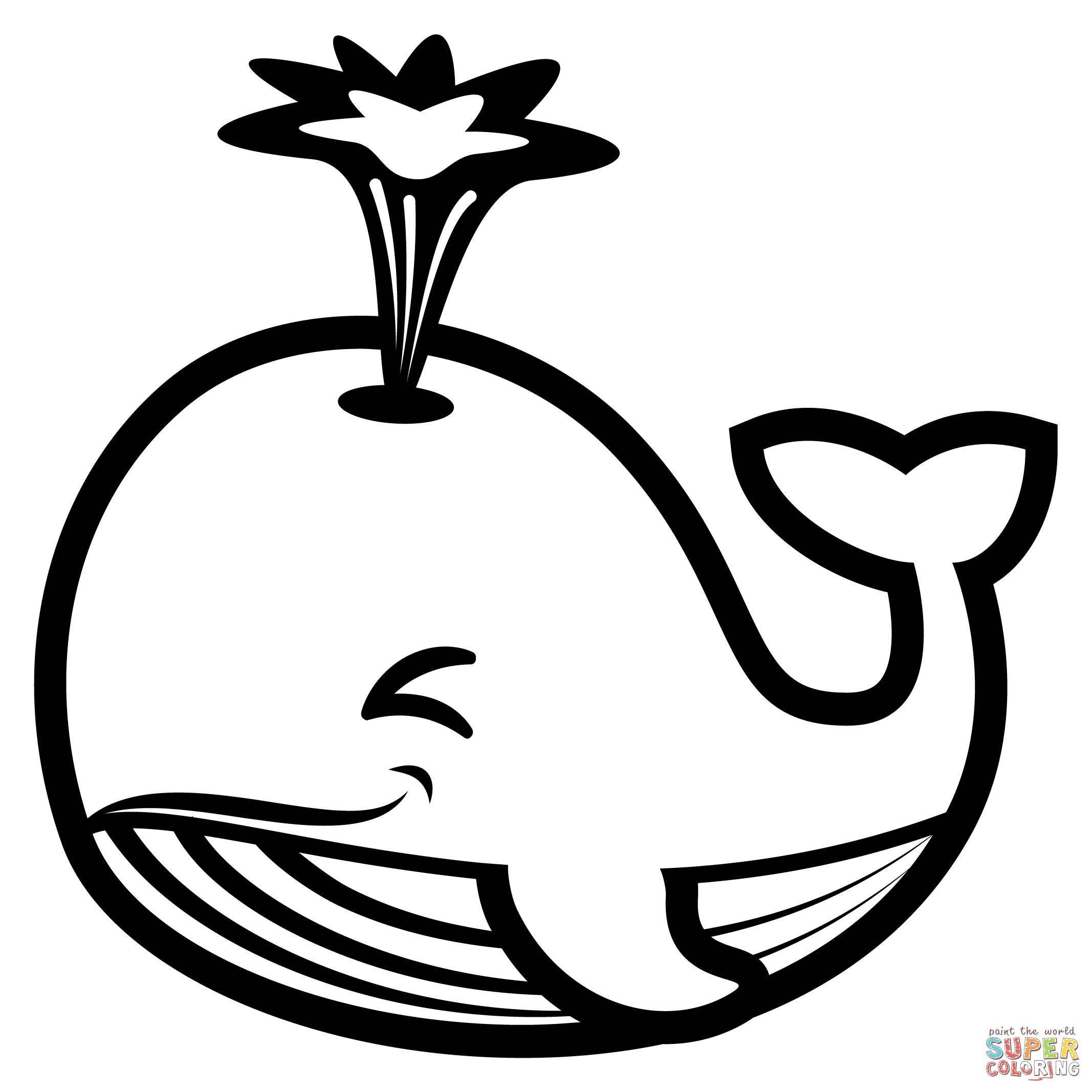 Spouting whale emoji coloring page free printable coloring pages