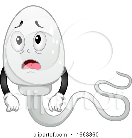 Cartoon clipart of a black and white happy smiling sperm face