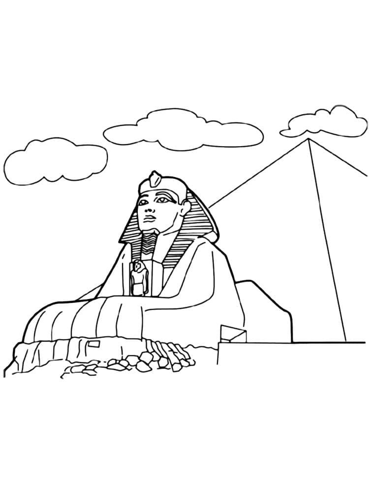 Pyramid and sphinx of giza in egypt coloring page