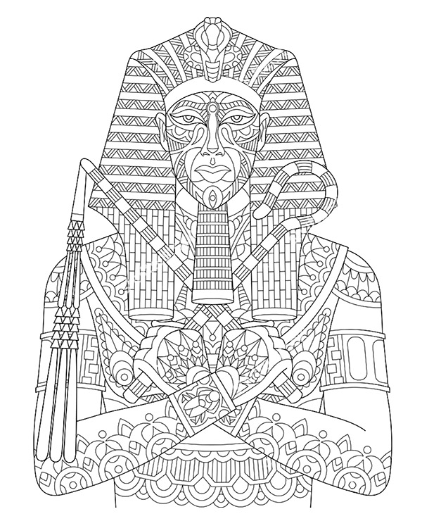 Coloring page to print sphinx faraon for adults and children