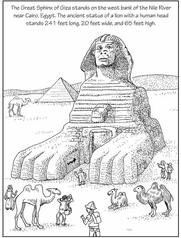 Coloring page of the great sphinx