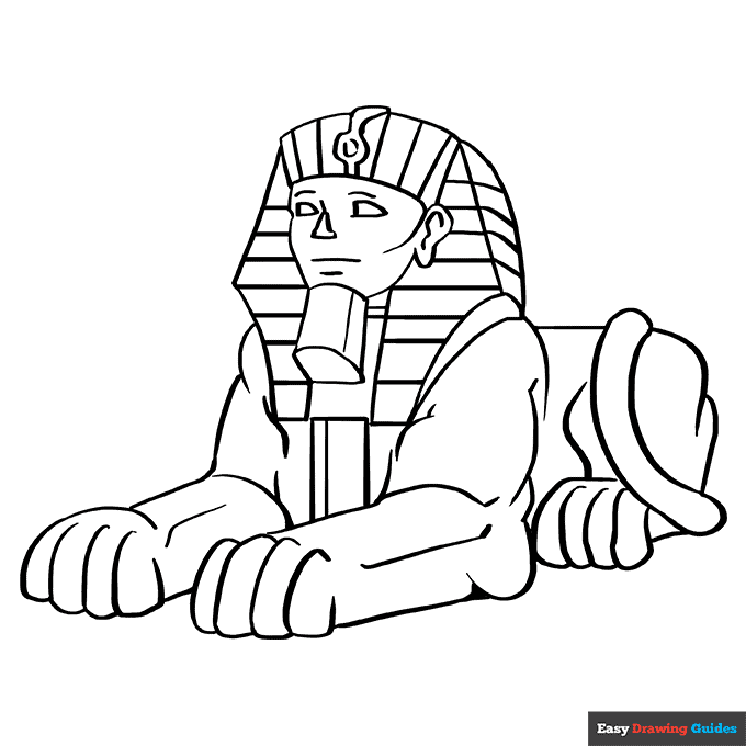 Sphinx coloring page easy drawing guides