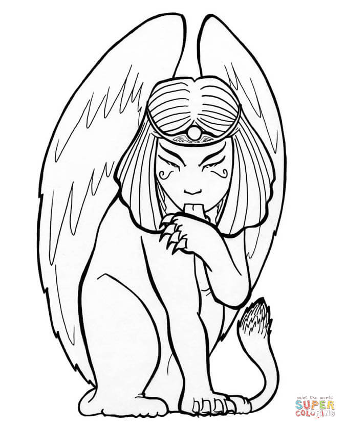 Cartoon sphinx coloring page free printable coloring pages