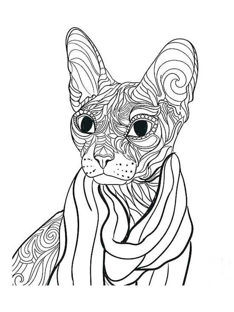 Mandala with a sphinx cat coloring page