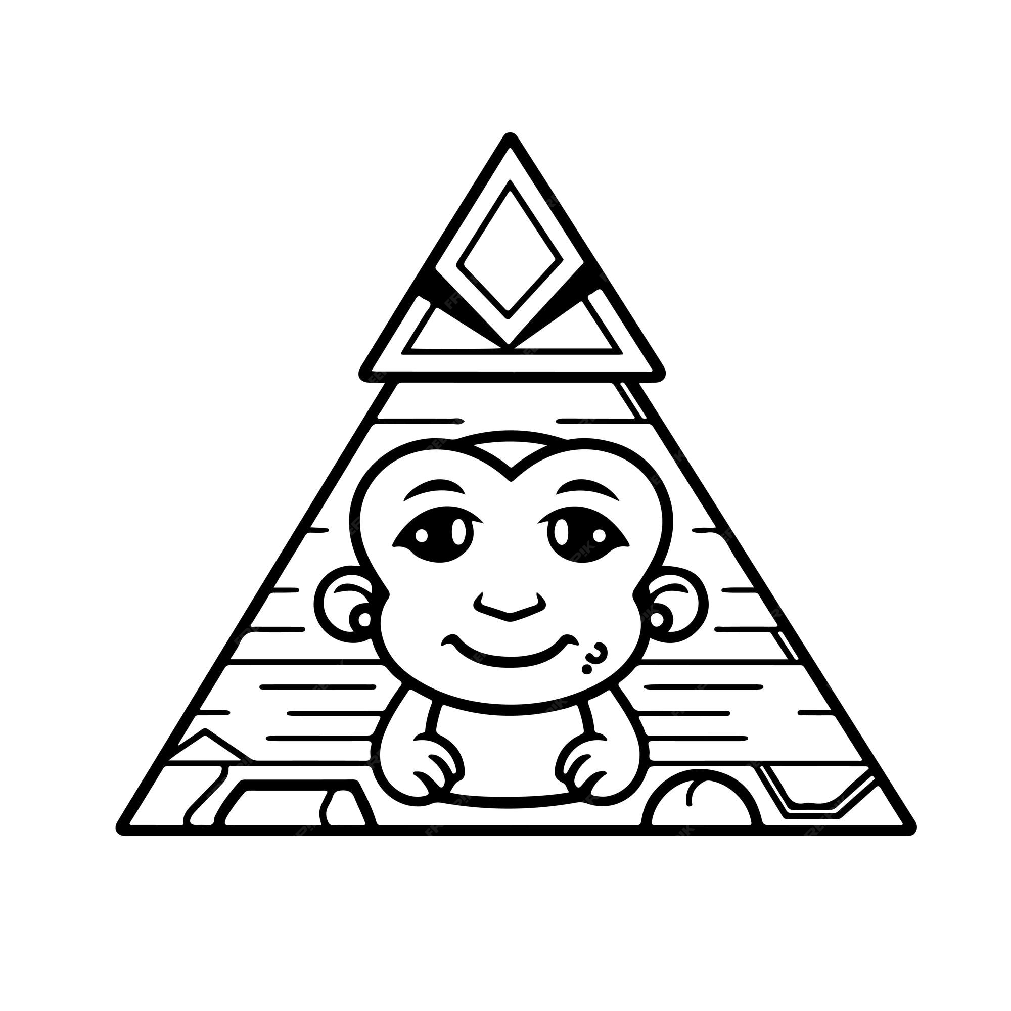 Premium vector sketch hand drawn single line art coloring page pyramid