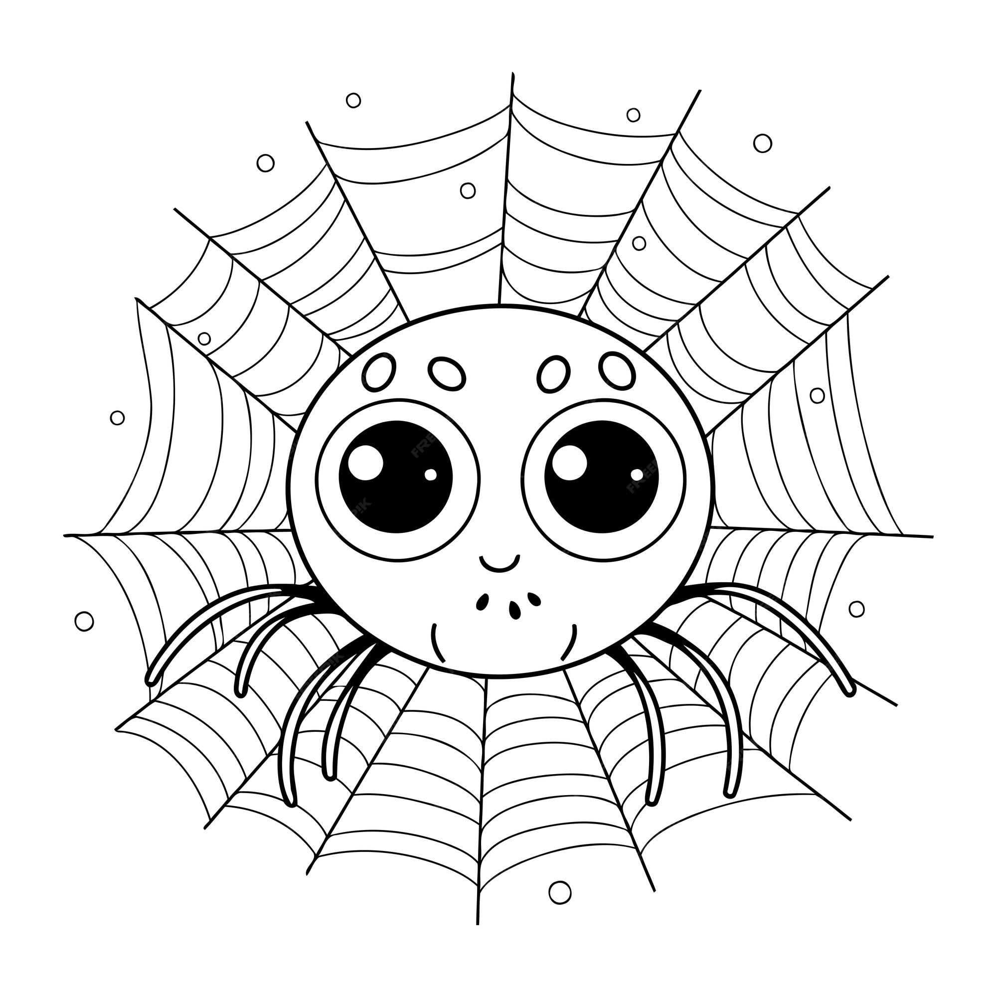 Premium vector spider coloring page for kids black and white vector illustration for coloring book