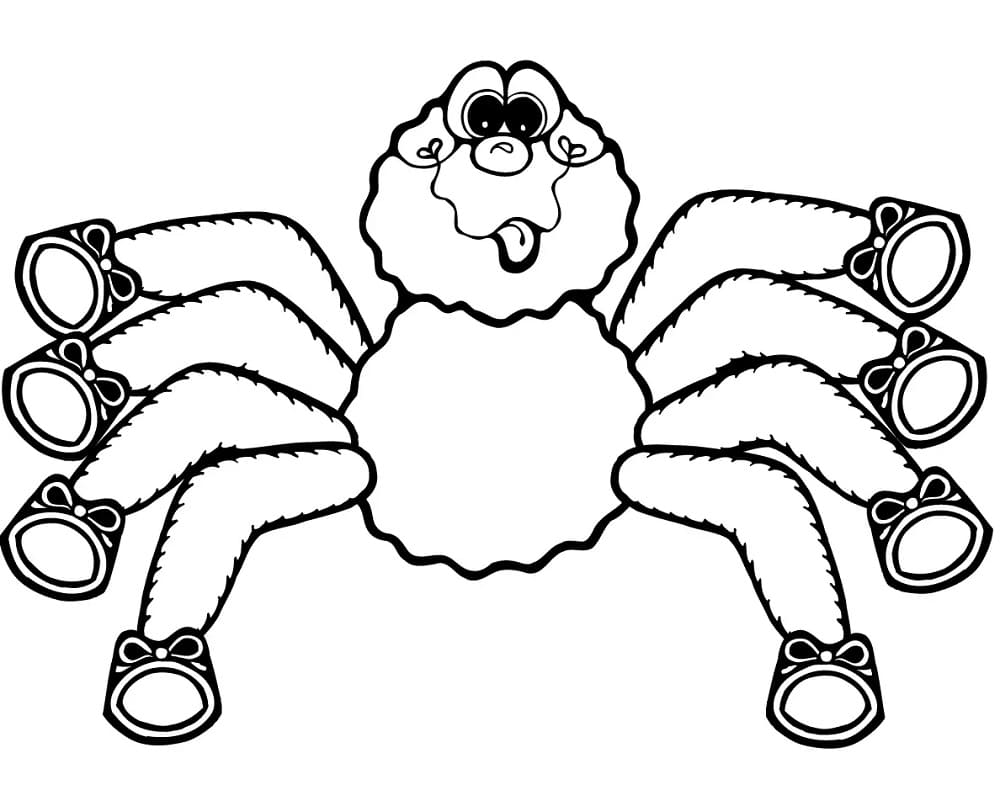 Cute cartoon spider coloring page