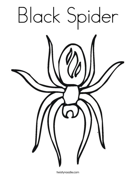 Black spider coloring page
