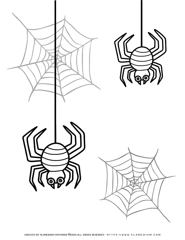 Halloween coloring pages two spiders and web