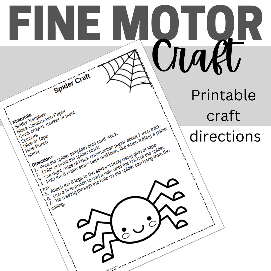 Spider craft template and directions made by teachers